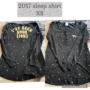 Victoria’s Secret PINK Sleepshirt I’ve been goodish 2017 Black Gold Stars RARE